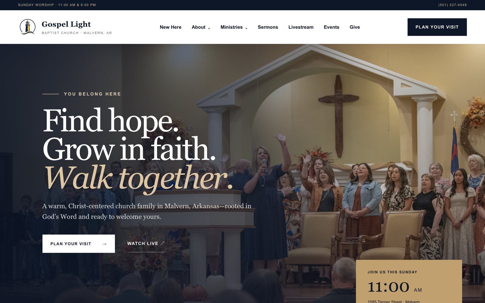 The Gospel Light Baptist Church website